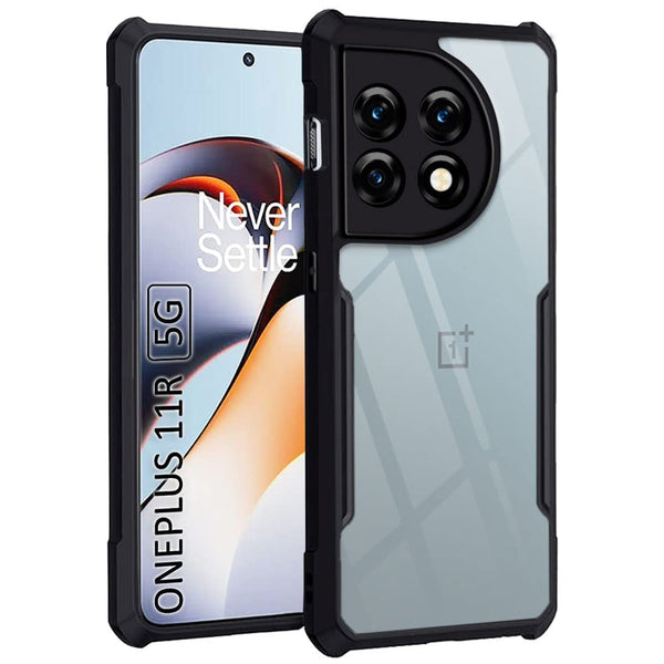 VAKIBO Super Premium Black Border Transparent Case With Corner Protection & Camera Protection Suitable for Oneplus 11R