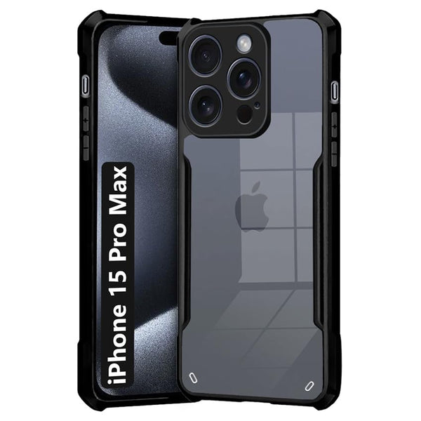VAKIBO Super Premium Black Border Transparent Case With Corner Protection & Camera Protection Suitable for iPhone 15 Pro Max 6.7