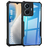 VAKIBO Best Selling Black and Transparent Coloured Made With Soft TPU and Acrylic Back Cover Case With 4 Corner and Camera Protection Suitable for Vivo T1 44W