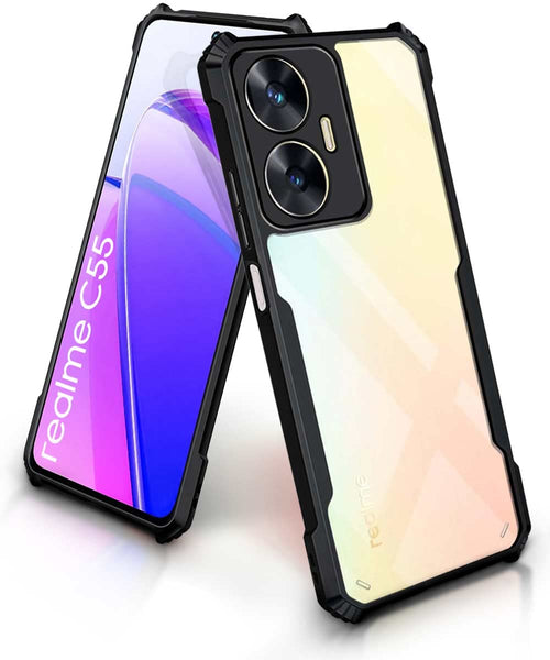 VAKIBO Super Premium Black Border Transparent Case With Corner Protection & Camera Protection Suitable for Realme C55