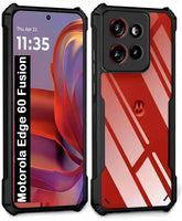 VAKIBO Best Selling Black and Transparent Coloured Made With Soft TPU and Acrylic Back Cover Case With 4 Corner and Camera Protection Suitable for Moto Edge 60 Fusion