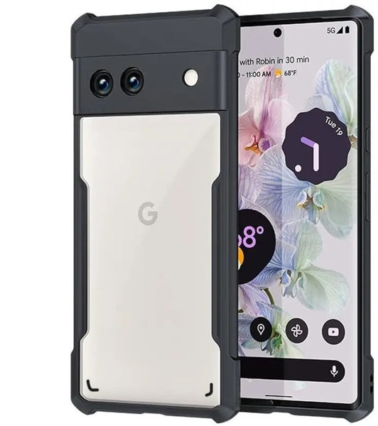 VAKIBO Best Selling Black and Transparent Coloured Made With Soft TPU and Acrylic Back Cover Case With 4 Corner and Camera Protection Suitable for Google Pixel 8A