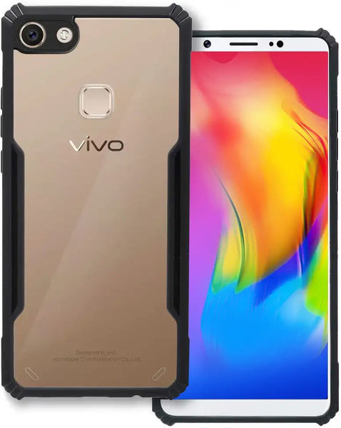 VAKIBO Best Selling Black and Transparent Coloured Made With Soft TPU and Acrylic Back Cover Case With 4 Corner and Camera Protection Suitable for Vivo Y83