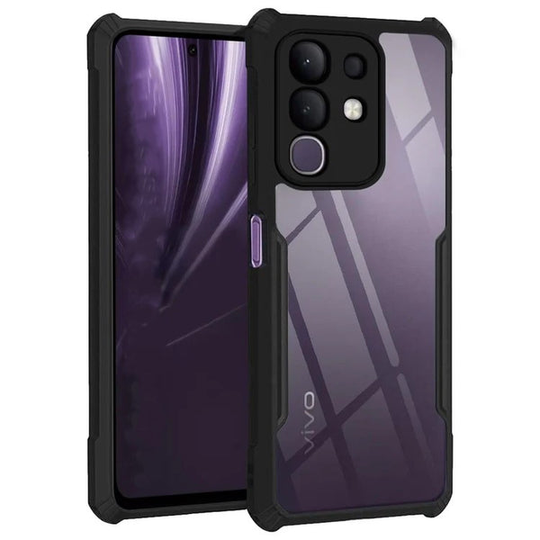 VAKIBO Best Selling Black and Transparent Coloured Made With Soft TPU and Acrylic Back Cover Case With 4 Corner and Camera Protection Suitable for Vivo Y31 Pro