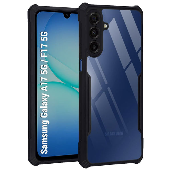 VAKIBO Best Selling Black and Transparent Coloured Made With Soft TPU and Acrylic Back Cover Case With 4 Corner and Camera Protection Suitable for Samsung Galaxy A17