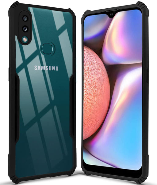 VAKIBO Best Selling Black and Transparent Coloured Made With Soft TPU and Acrylic Back Cover Case With 4 Corner and Camera Protection Suitable for Samsung Galaxy A10S