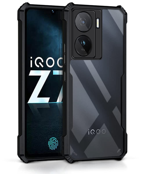 VAKIBO Super Premium Black Border Transparent Case With Corner Protection & Camera Protection Suitable for iQOO Z7s 5G