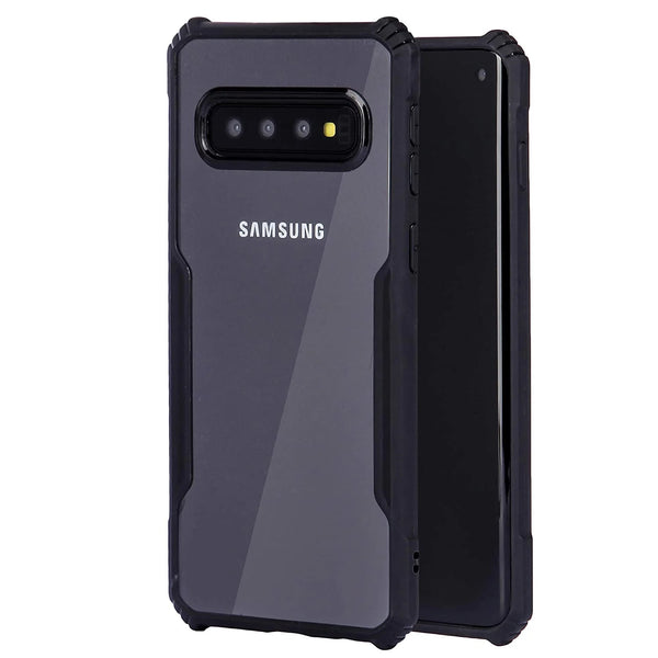 VAKIBO Best Selling Black and Transparent Coloured Made With Soft TPU and Acrylic Back Cover Case With 4 Corner and Camera Protection Suitable for Samsung Galaxy S10 Plus