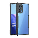 VAKIBO Best Selling Black and Transparent Coloured Made With Soft TPU and Acrylic Back Cover Case With 4 Corner and Camera Protection Suitable for Oppo Reno 5