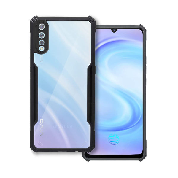 VAKIBO Best Selling Black and Transparent Coloured Made With Soft TPU and Acrylic Back Cover Case With 4 Corner and Camera Protection Suitable for Vivo S1