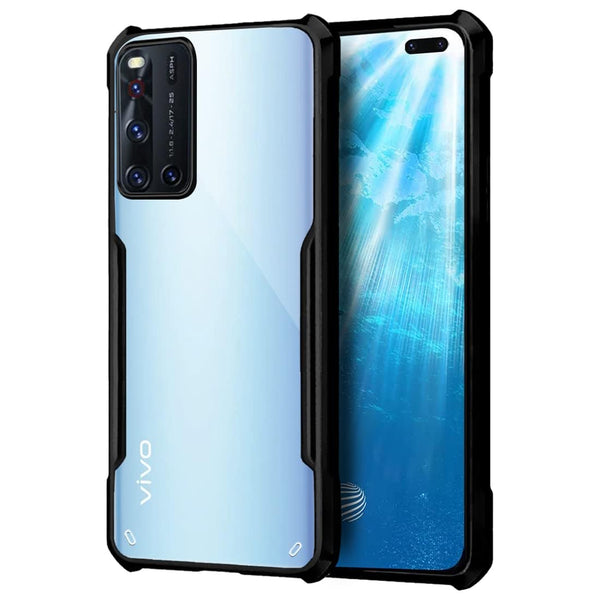 VAKIBO Best Selling Black and Transparent Coloured Made With Soft TPU and Acrylic Back Cover Case With 4 Corner and Camera Protection Suitable for Vivo V19