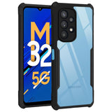 VAKIBO Best Selling Black and Transparent Coloured Made With Soft TPU and Acrylic Back Cover Case With 4 Corner and Camera Protection Suitable for Samsung Galaxy M32 5G