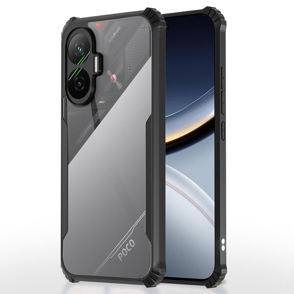 VAKIBO Super Premium Black Border Transparent Case With Corner Protection & Camera Protection Suitable for Mi Poco F7