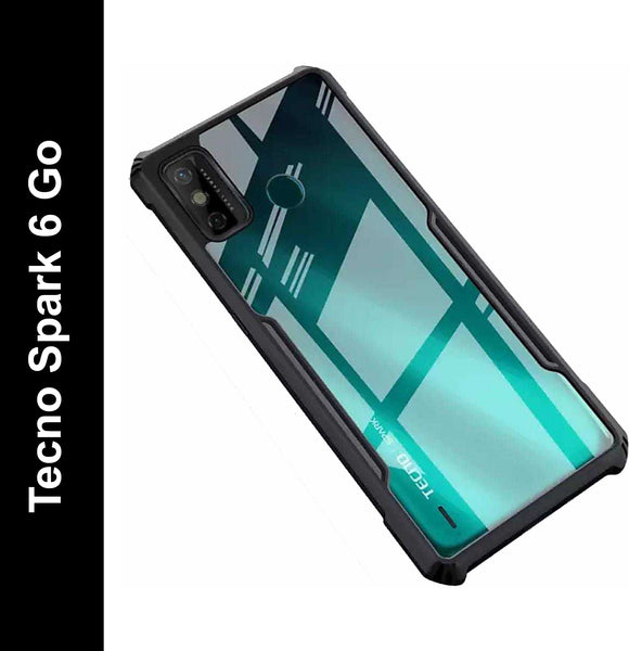 VAKIBO Super Premium Black Border Transparent Case With Corner Protection & Camera Protection Suitable for Tecno Spark 6 Go
