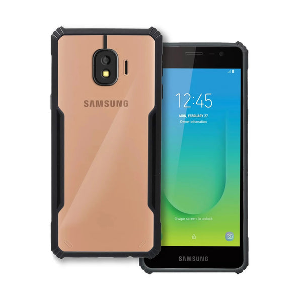 VAKIBO Best Selling Black and Transparent Coloured Made With Soft TPU and Acrylic Back Cover Case With 4 Corner and Camera Protection Suitable for Samsung Galaxy J2 2018