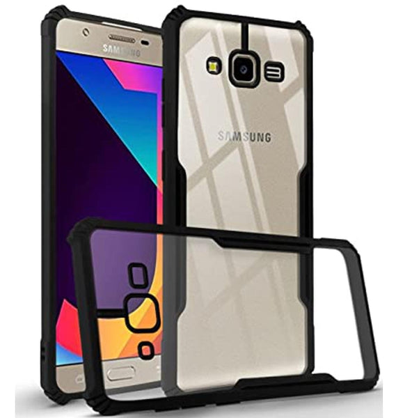 VAKIBO Super Premium Black Border Transparent Case With Corner Protection & Camera Protection Suitable for Samsung J2 2015 /J2 /J200