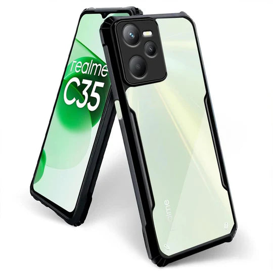 VAKIBO Best Selling Black and Transparent Back Cover Case Made With Soft TPU and Acrylic With 4 Corner and Camera Protection Suitable for Realme Narzo 50A Prime