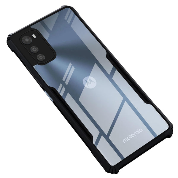 VAKIBO Super Premium Black Border Transparent Case With Corner Protection & Camera Protection Suitable for Moto E32S