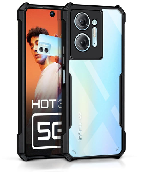 VAKIBO Super Premium Black Border Transparent Case With Corner Protection & Camera Protection Suitable for Infinix Hot 30