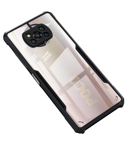 VAKIBO Super Premium Black Border Transparent Case With Corner Protection & Camera Protection Suitable for Mi Poco X3