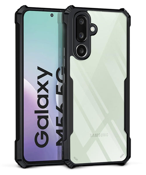 VAKIBO Best Selling Black and Transparent Coloured Made With Soft TPU and Acrylic Back Cover Case With 4 Corner and Camera Protection Suitable for Samsung Galaxy F56