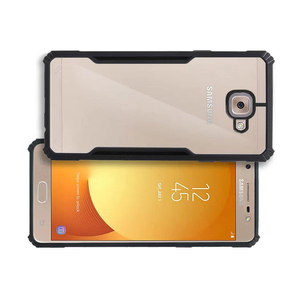 VAKIBO Super Premium Black Border Transparent Case With Corner Protection & Camera Protection Suitable for Samsung On Max