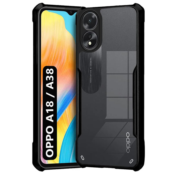 VAKIBO Super Premium Black Border Transparent Case With Corner Protection & Camera Protection Suitable for Oppo A38 4G