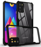 VAKIBO Super Premium Black Border Transparent Case With Corner Protection & Camera Protection Suitable for Samsung Galaxy M02s