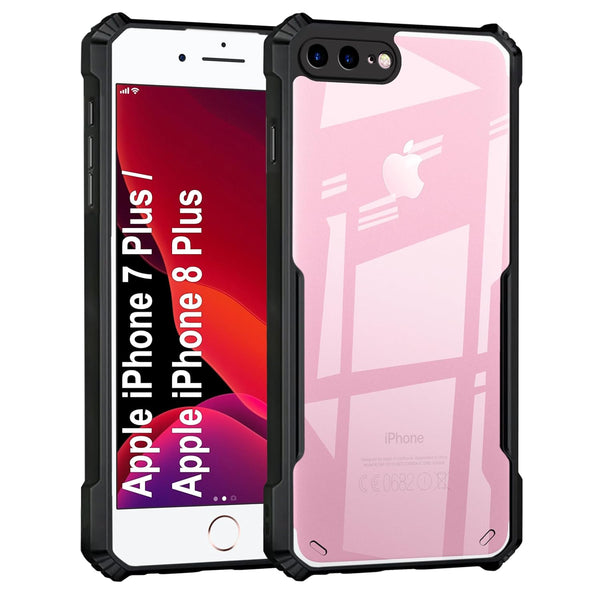 VAKIBO Best Selling Black and Transparent Coloured Made With Soft TPU and Acrylic Back Cover Case With 4 Corner and Camera Protection Suitable for iPhone 7 Plus