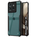 VAKIBO Best Selling Black and Transparent Back Cover Case Made With Soft TPU and Acrylic With 4 Corner and Camera Protection Suitable for Moto Edge 50
