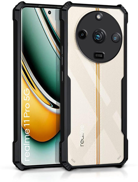 VAKIBO Super Premium Black Border Transparent Case With Corner Protection & Camera Protection Suitable for Realme 11 Pro Plus