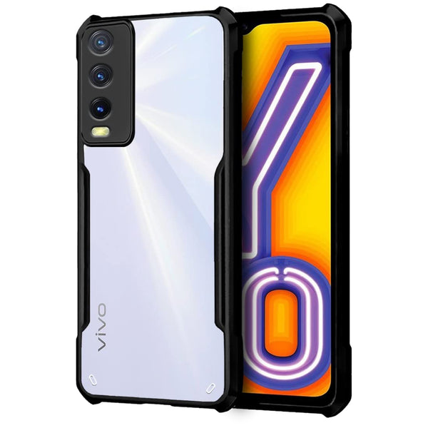 VAKIBO Super Premium Black Border Transparent Case With Corner Protection & Camera Protection Suitable for Vivo Y20G 2021
