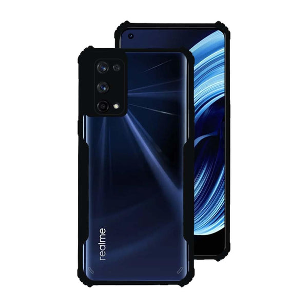 VAKIBO Best Selling Black and Transparent Coloured Made With Soft TPU and Acrylic Back Cover Case With 4 Corner and Camera Protection Suitable for Realme X7 Pro
