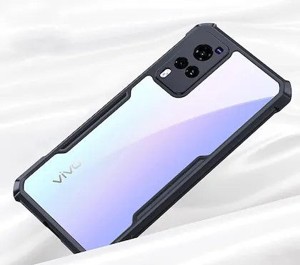 VAKIBO Best Selling Black and Transparent Coloured Made With Soft TPU and Acrylic Back Cover Case With 4 Corner and Camera Protection Suitable for Vivo X60