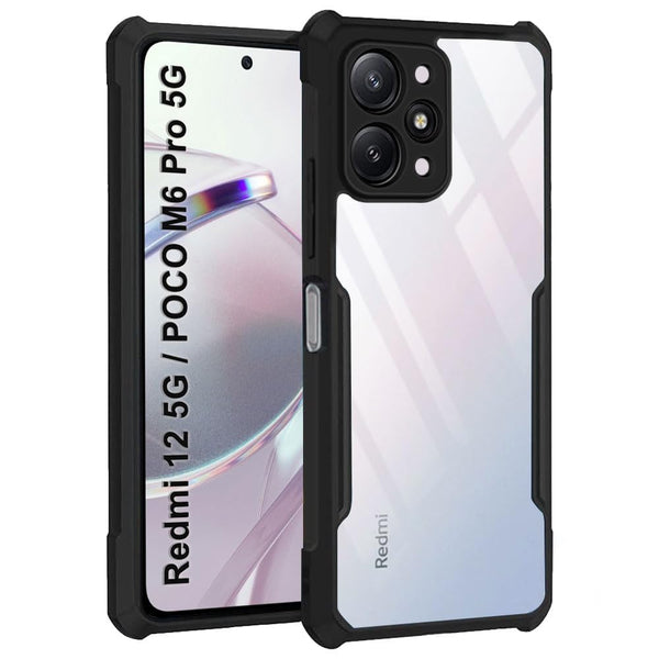 VAKIBO Super Premium Black Border Transparent Case With Corner Protection & Camera Protection Suitable for Mi Poco M6 Pro 5G