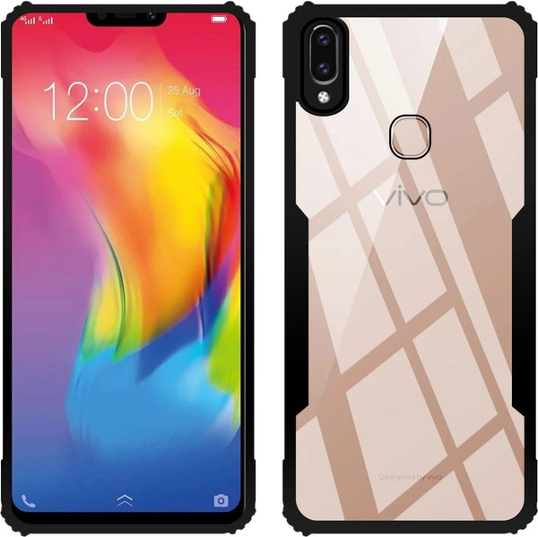 VAKIBO Best Selling Black and Transparent Coloured Made With Soft TPU and Acrylic Back Cover Case With 4 Corner and Camera Protection Suitable for Vivo Y83 Pro