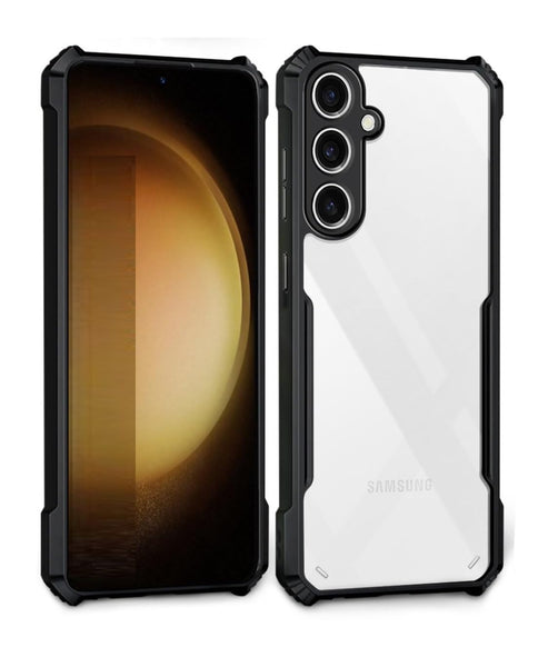 VAKIBO Best Selling Black and Transparent Coloured Made With Soft TPU and Acrylic Back Cover Case With 4 Corner and Camera Protection Suitable for Samsung Galaxy A55