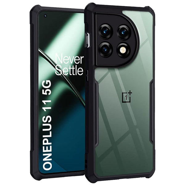 VAKIBO Super Premium Black Border Transparent Case With Corner Protection & Camera Protection Suitable for OnePlus 11