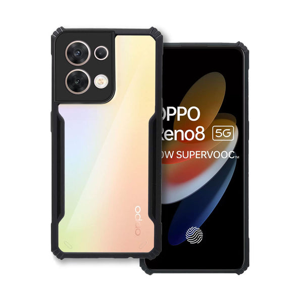 VAKIBO Super Premium Black Border Transparent Case With Corner Protection & Camera Protection Suitable for Oppo Reno 8 5G