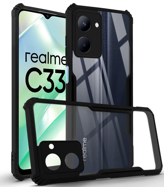 VAKIBO Super Premium Black Border Transparent Case With Corner Protection & Camera Protection Suitable for Realme C33