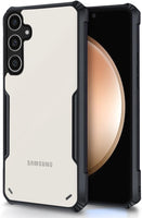 VAKIBO Best Selling Black and Transparent Coloured Made With Soft TPU and Acrylic Back Cover Case With 4 Corner and Camera Protection Suitable for Samsung Galaxy S25 FE