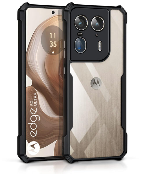 VAKIBO Super Premium Black Border Transparent Case With Corner Protection & Camera Protection Suitable for Moto Edge 50 Ultra