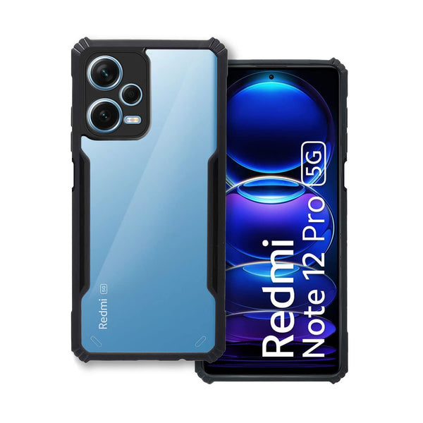 VAKIBO Super Premium Black Border Transparent Case With Corner Protection & Camera Protection Suitable for Mi Redmi Note 12 Pro 5G