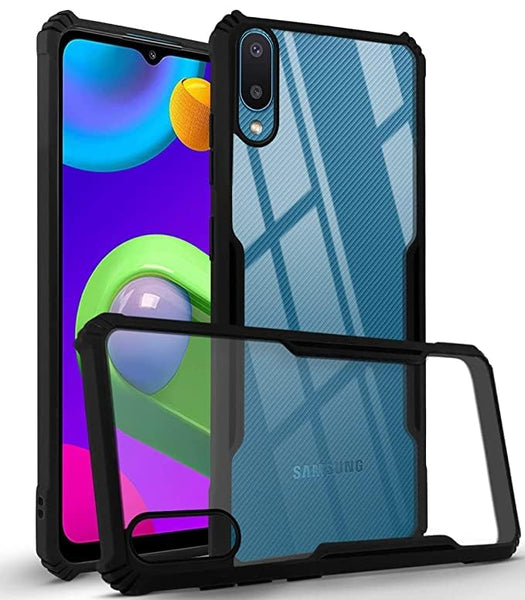 VAKIBO Super Premium Black Border Transparent Case With Corner Protection & Camera Protection Suitable for Samsung Galaxy A02