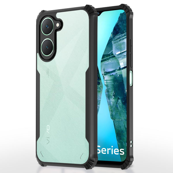 VAKIBO Super Premium Black Border Transparent Case With Corner Protection & Camera Protection Suitable for Vivo Y18e