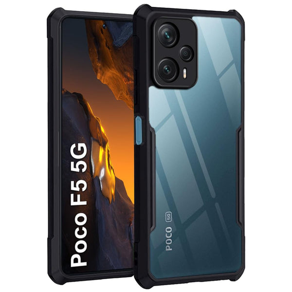 VAKIBO Super Premium Black Border Transparent Case With Corner Protection & Camera Protection Suitable for Poco F5