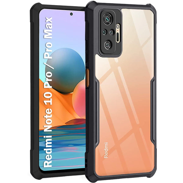 VAKIBO Super Premium Black Border Transparent Case With Corner Protection & Camera Protection Suitable for MI Redmi Note 10 Pro