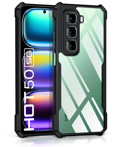 VAKIBO Super Premium Black Border Transparent Case With Corner Protection & Camera Protection Suitable for Infinix Hot 50