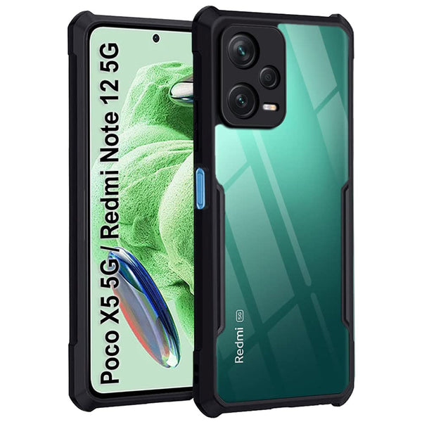 VAKIBO Super Premium Black Border Transparent Case With Corner Protection & Camera Protection Suitable for Mi Redmi Note 12 5G