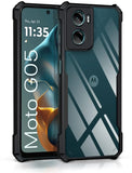 VAKIBO Best Selling Black and Transparent Back Cover Case Made With Soft TPU and Acrylic With 4 Corner and Camera Protection Suitable for Moto G05